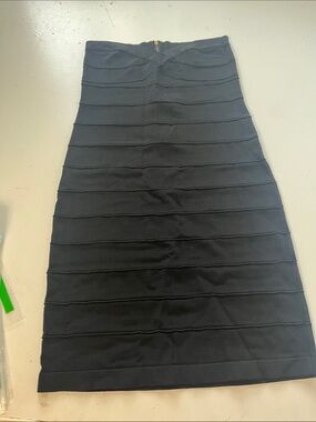 Say what? Medium Black Bandage Style Zip Up Textured Bodycon Dress